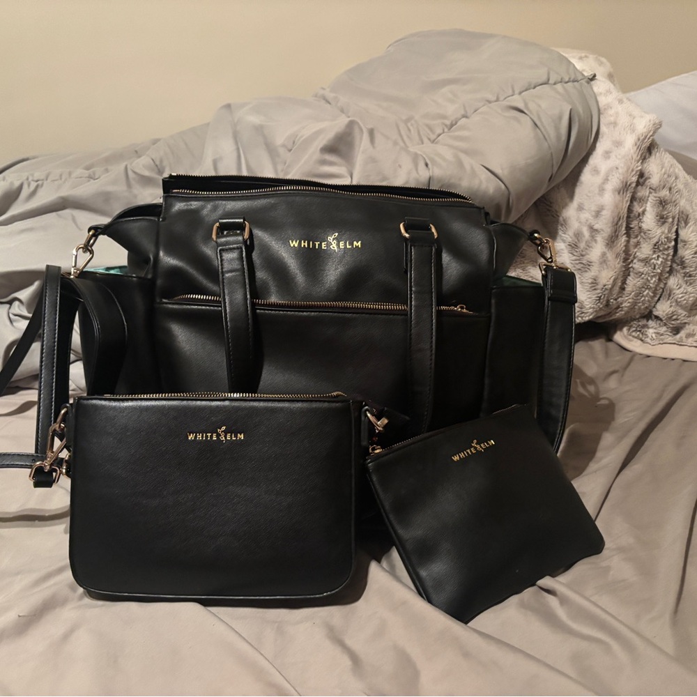 White Elm Black Laptop Bag Set for Women